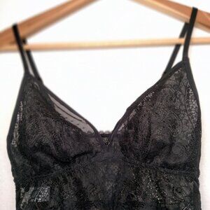 Aerie Bralette Medium Black Lace Paisley Strappy Bra Unlined Sexy Intimate NEW